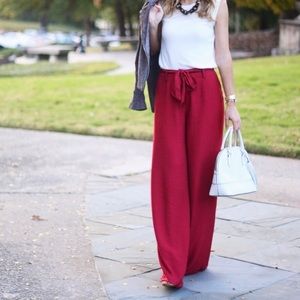 Maeve by Anthropologie Red Wide Leg Pants